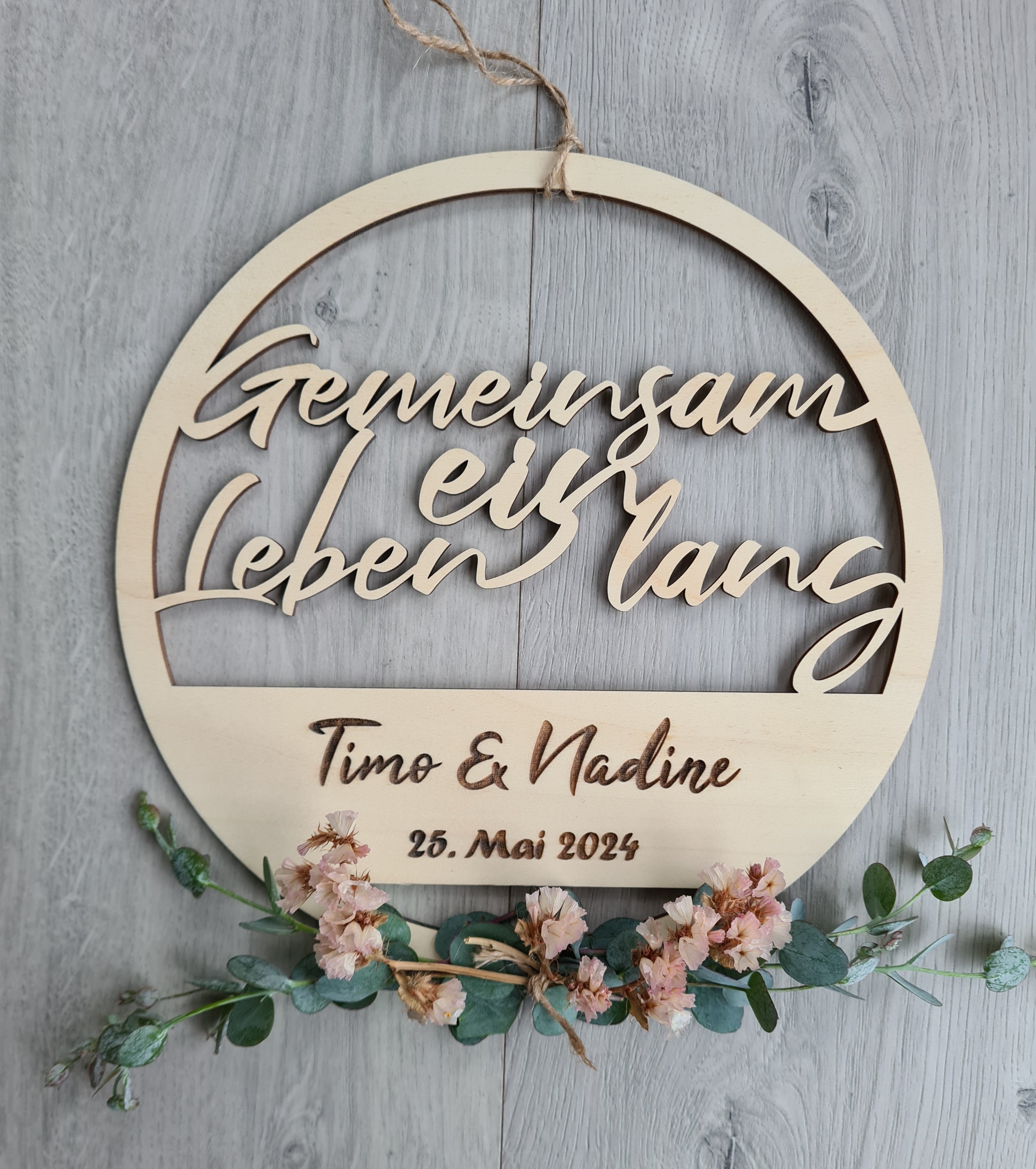 Holzkranz - Gemeinsam ein Leben lang, mit Namen und Datum