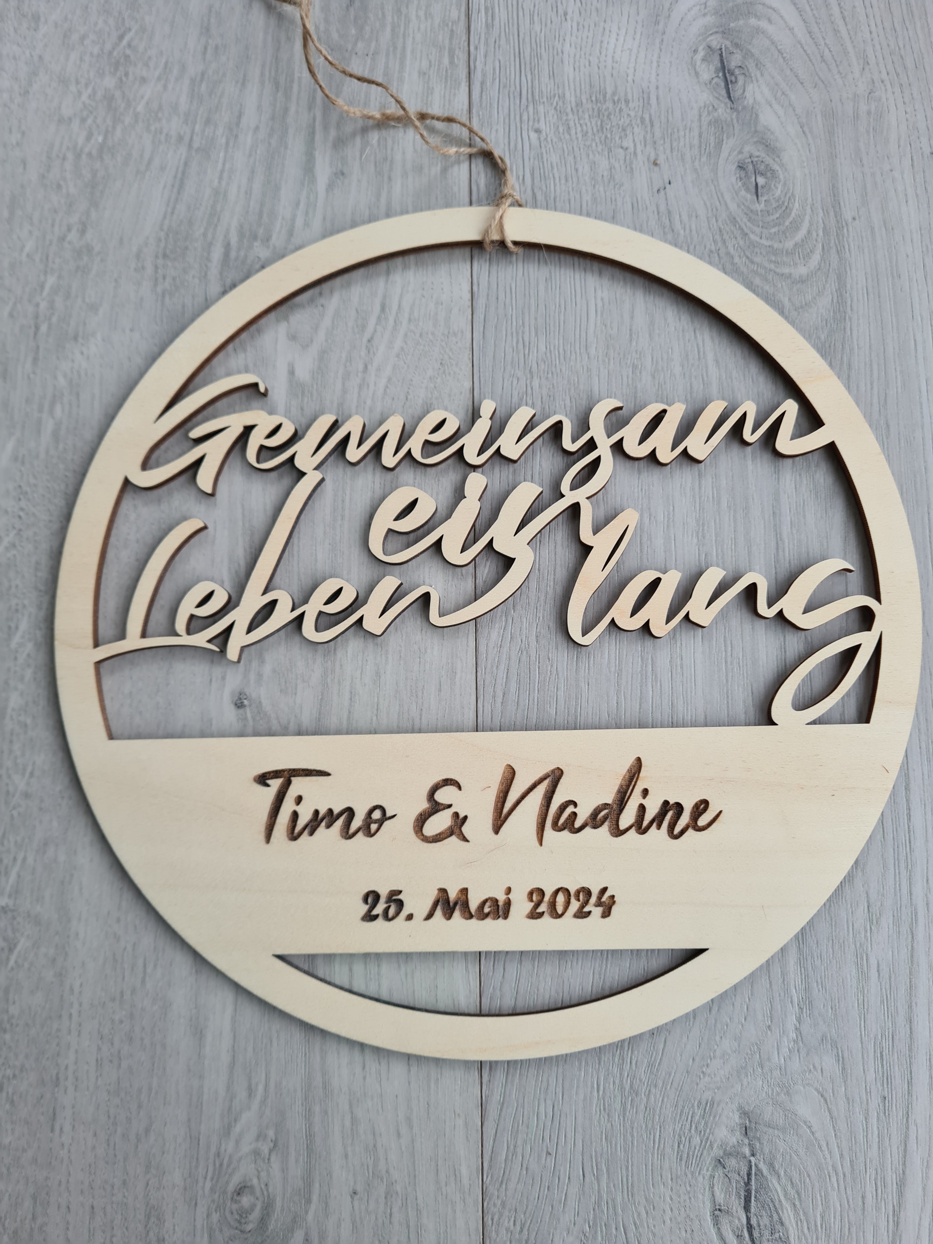 Holzkranz - Gemeinsam ein Leben lang, mit Namen und Datum