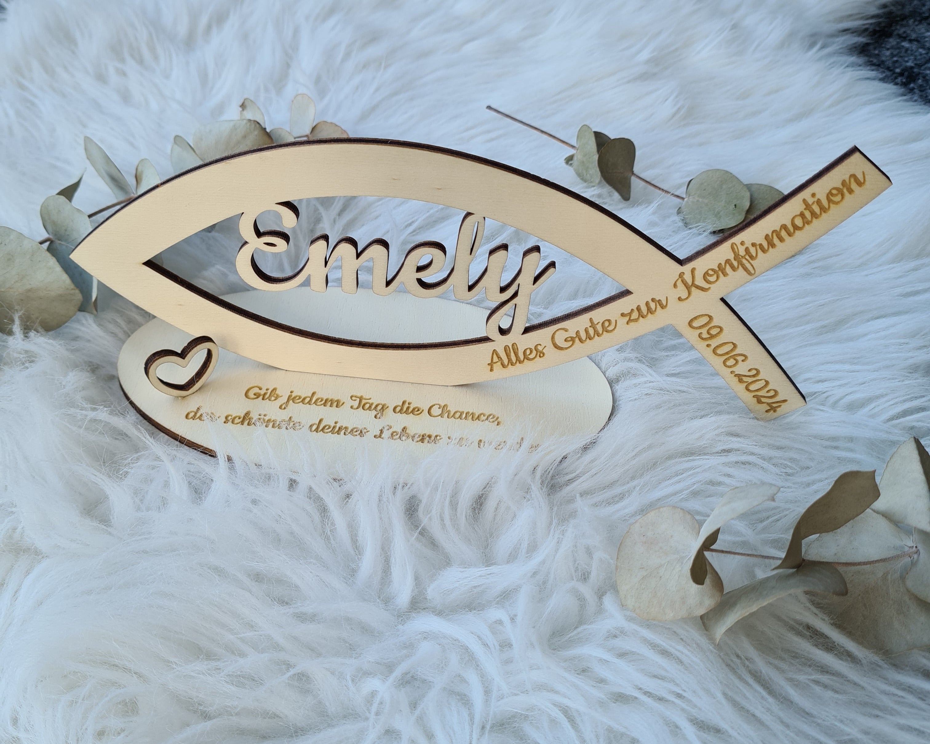 Fisch-Aufsteller zur Taufe, Kommunion, Firmung, etc