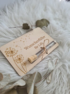 Geldgeschenkkarte mit Reagenzglas - Wünscherfüller Pusteblume