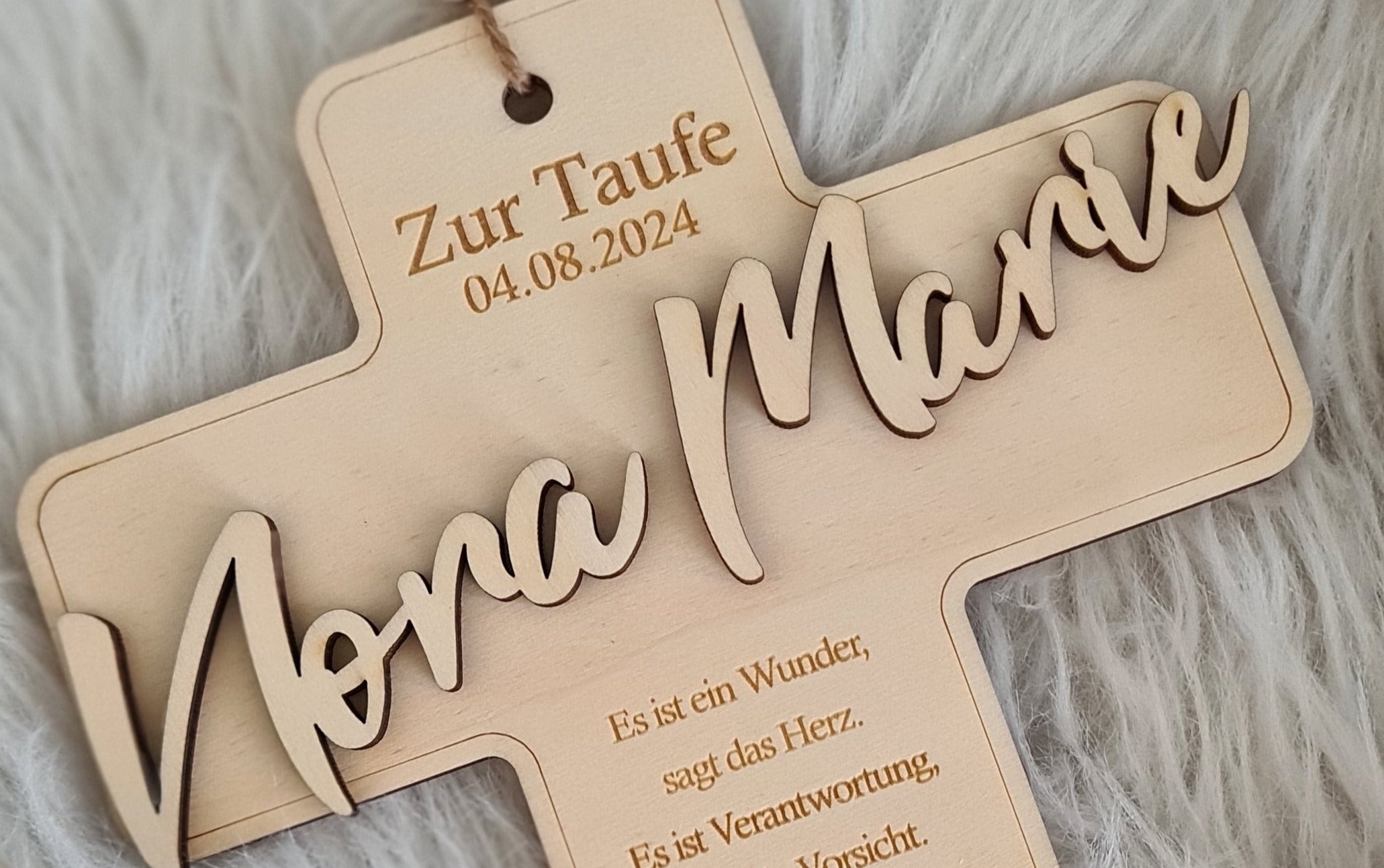 Holzkreuz zur Taufe, Kommunion, Firmung - Engel