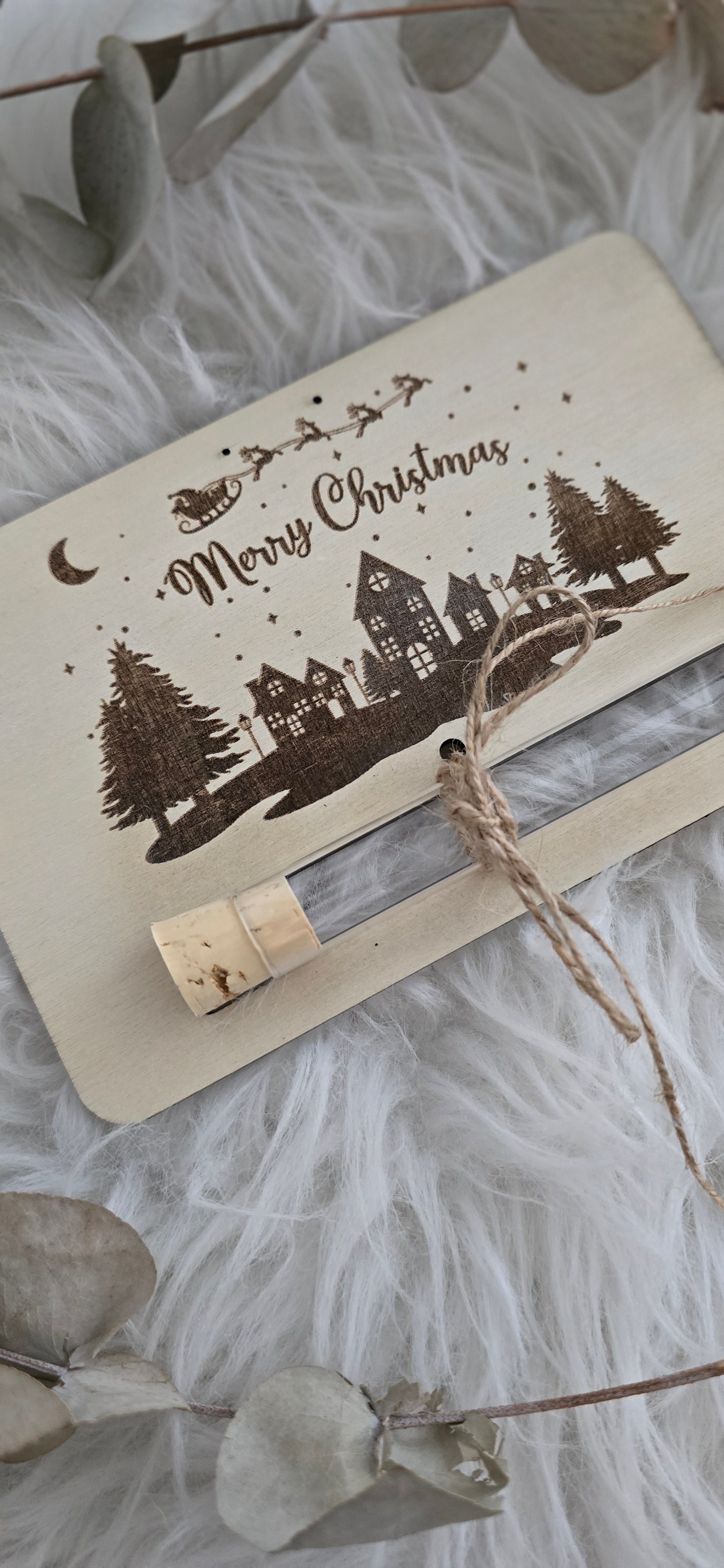 Geldgeschenkkarte mit Reagenzglas - Weihnachten Stadt