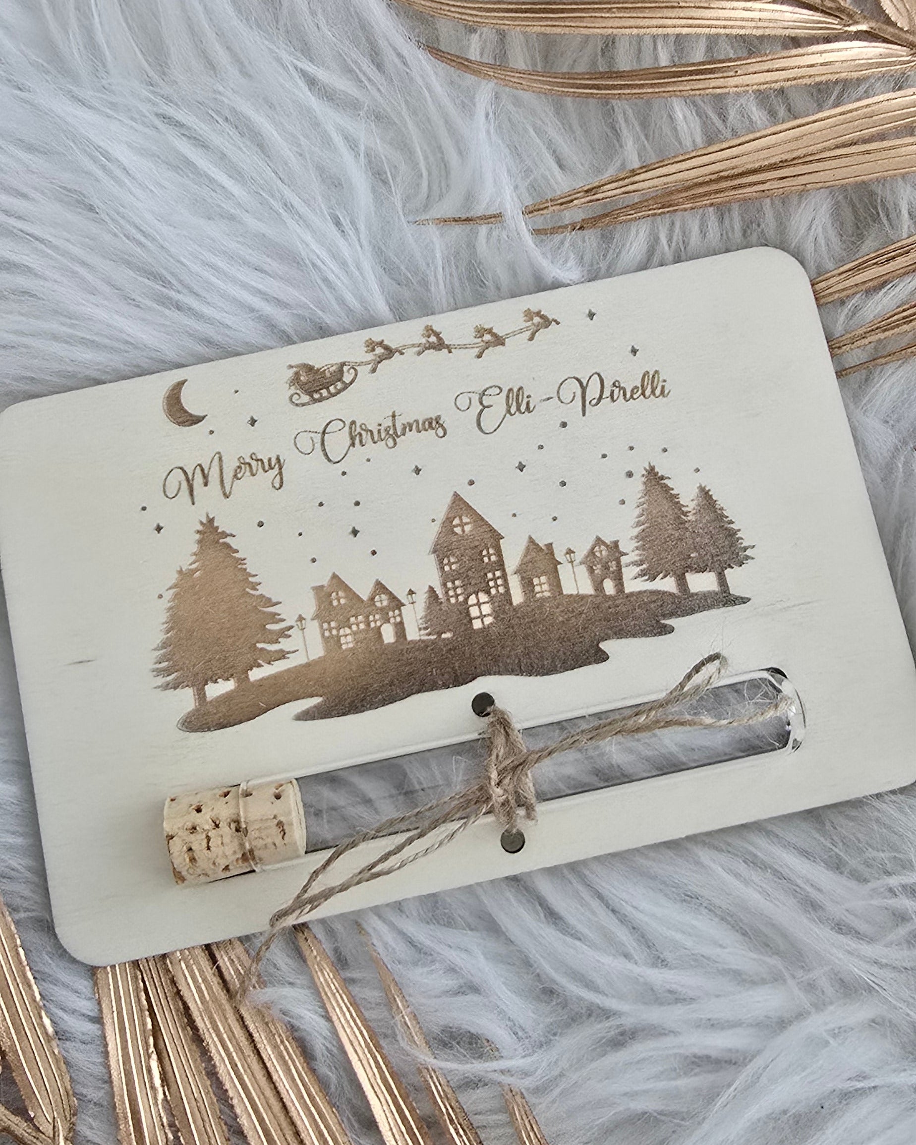 Geldgeschenkkarte mit Reagenzglas - Weihnachten Stadt