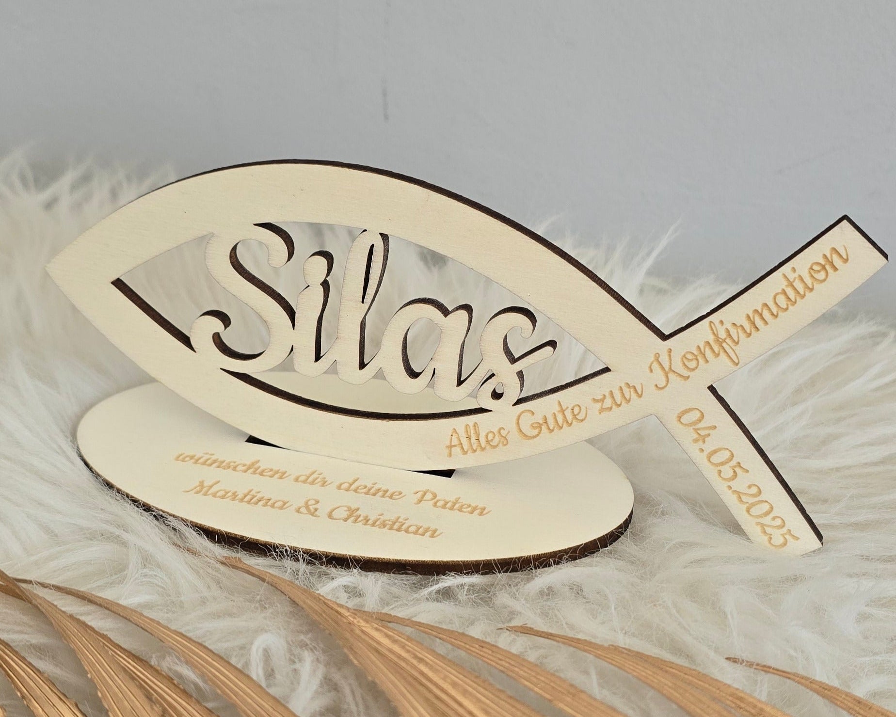 Fisch-Aufsteller zur Taufe, Kommunion, Firmung, etc