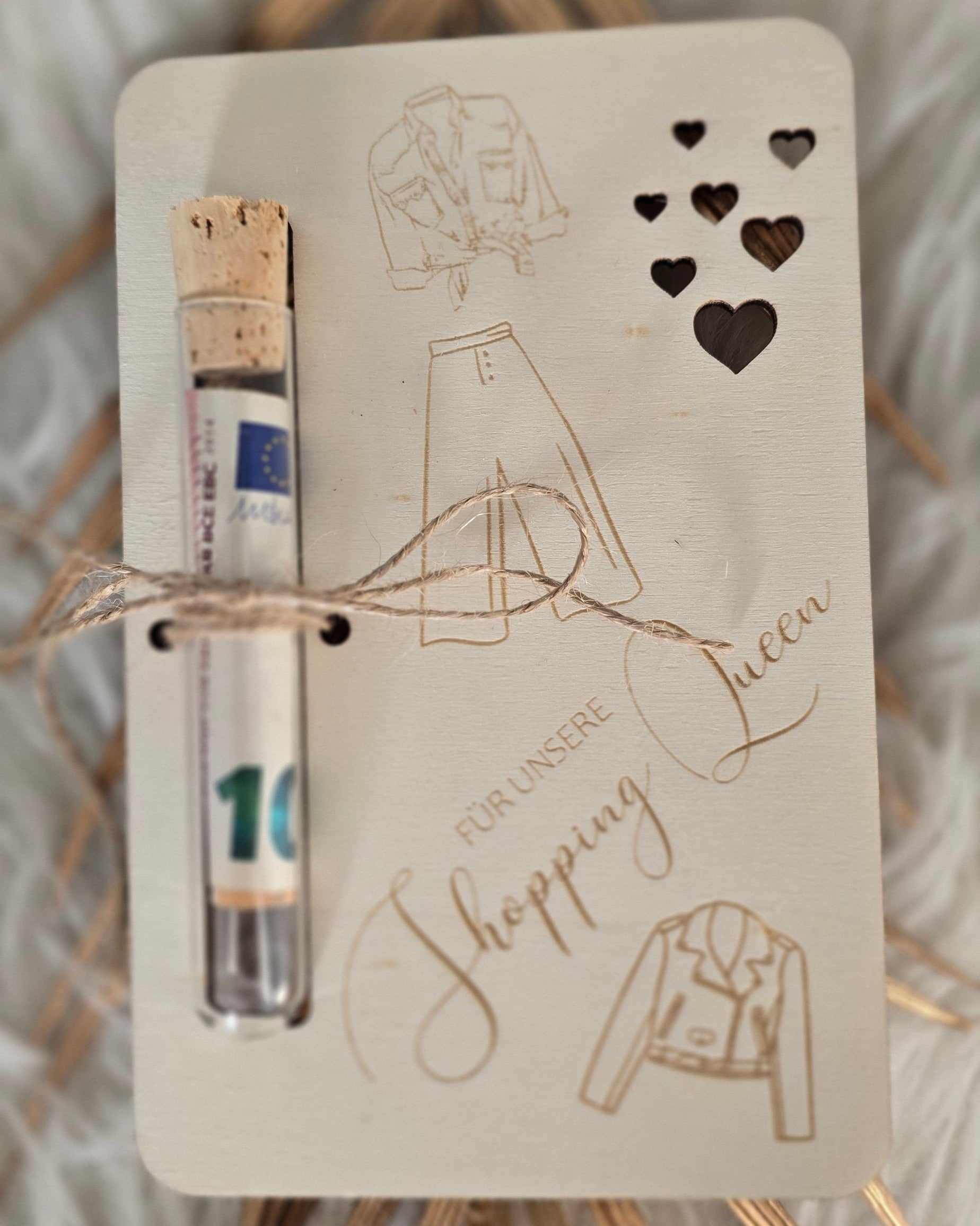 Geldgeschenkkarte mit Reagenzglas - Shopping Queen