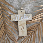 Holzkreuz zur Taufe, Kommunion, Firmung - Springe in Pfützen