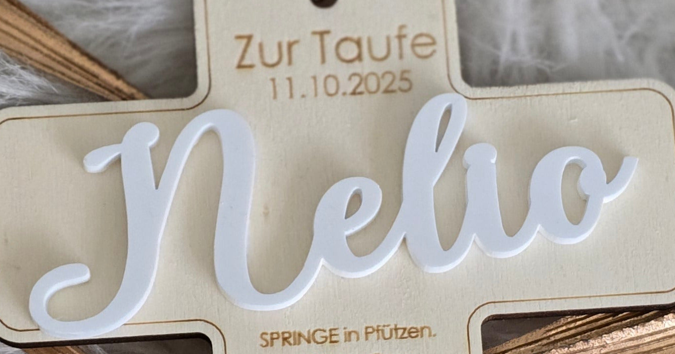 Holzscheibe zur Taufe, Kommunion, Konfirmation, Firmung