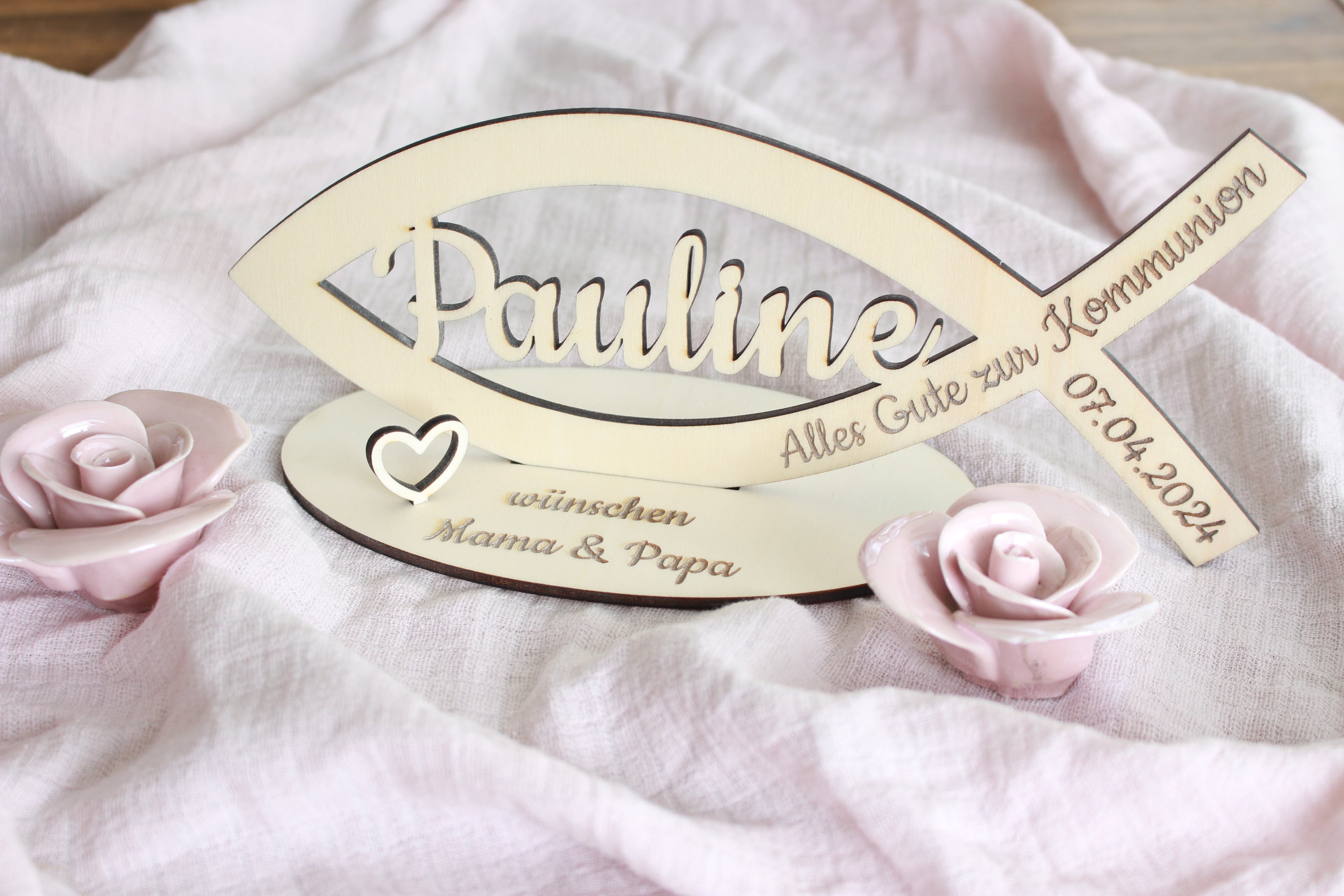 Fisch-Aufsteller zur Taufe, Kommunion, Firmung, etc