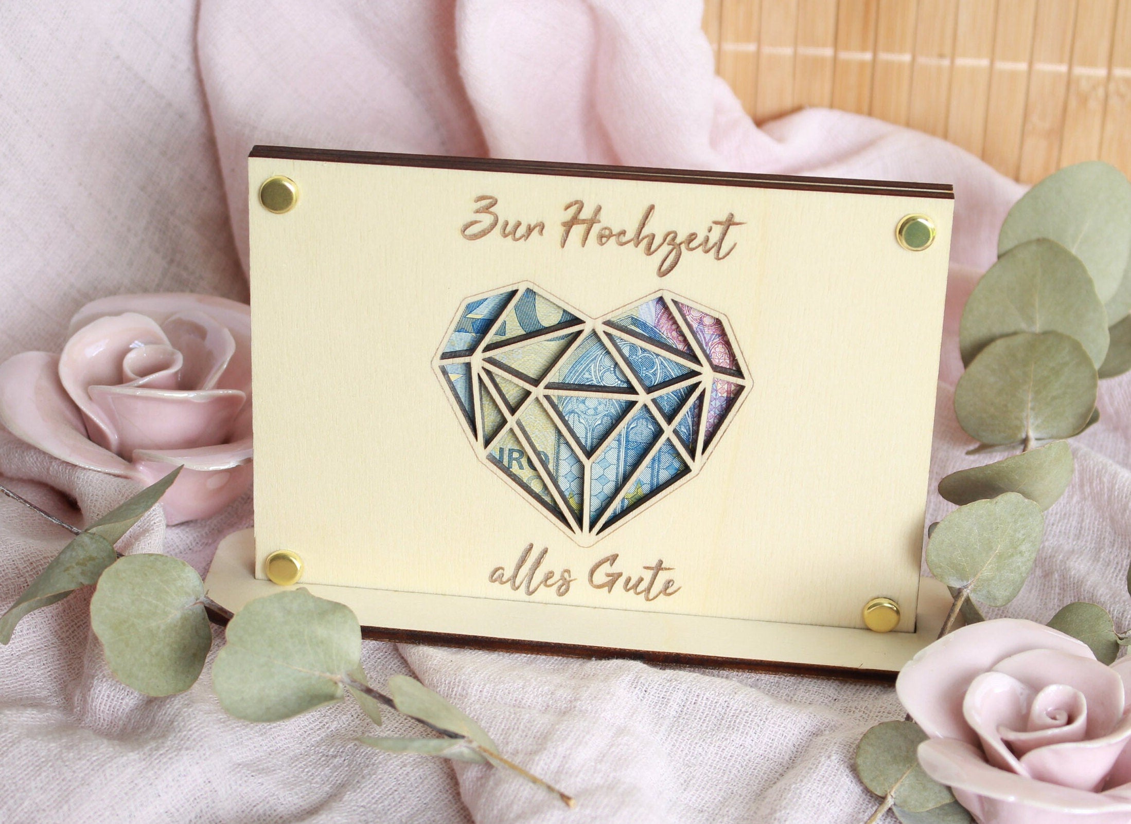 Geldgeschenkkarte - Hochzeit geometrisches Herz