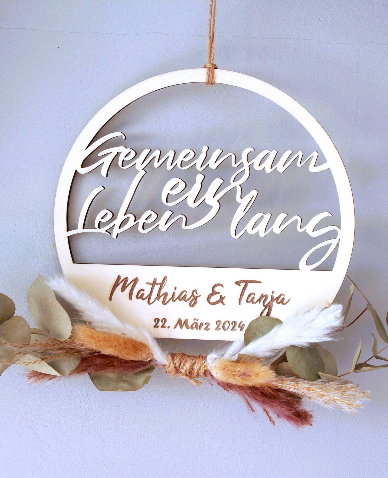 Holzkranz - Gemeinsam ein Leben lang, mit Namen und Datum