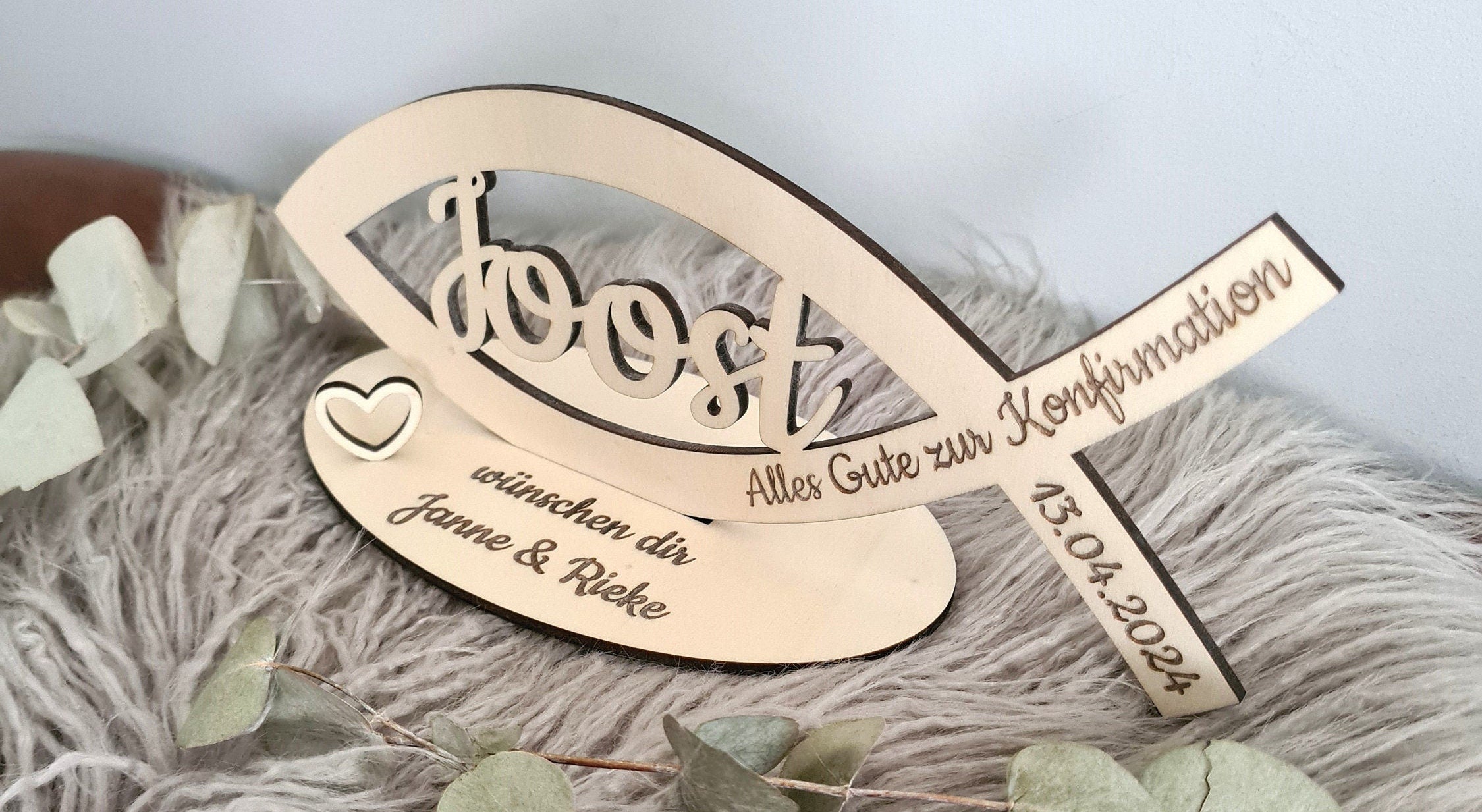 Fisch-Aufsteller zur Taufe, Kommunion, Firmung, etc